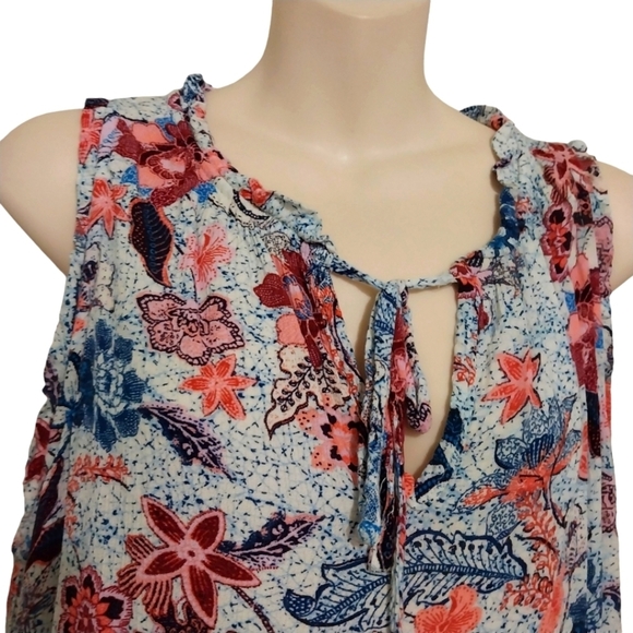 Knox Rose Floral Rayon Sleeveless Top Sz L - Picture 2 of 5